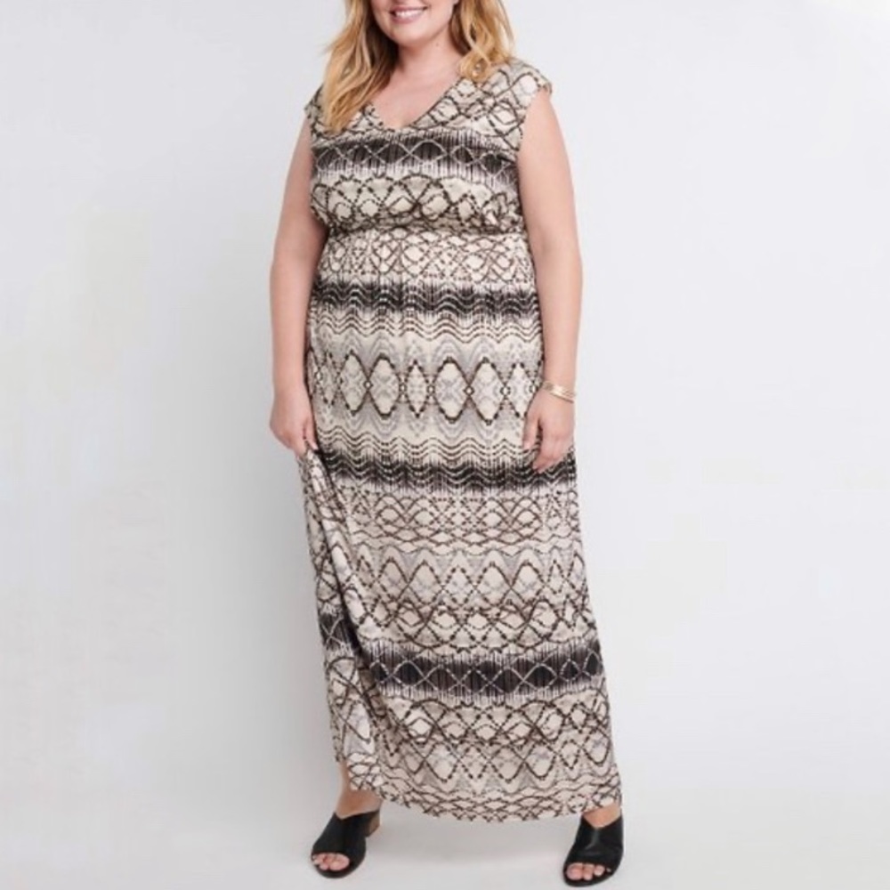 Ryllace geometric tie dye sleeveless maxi dress size 1X